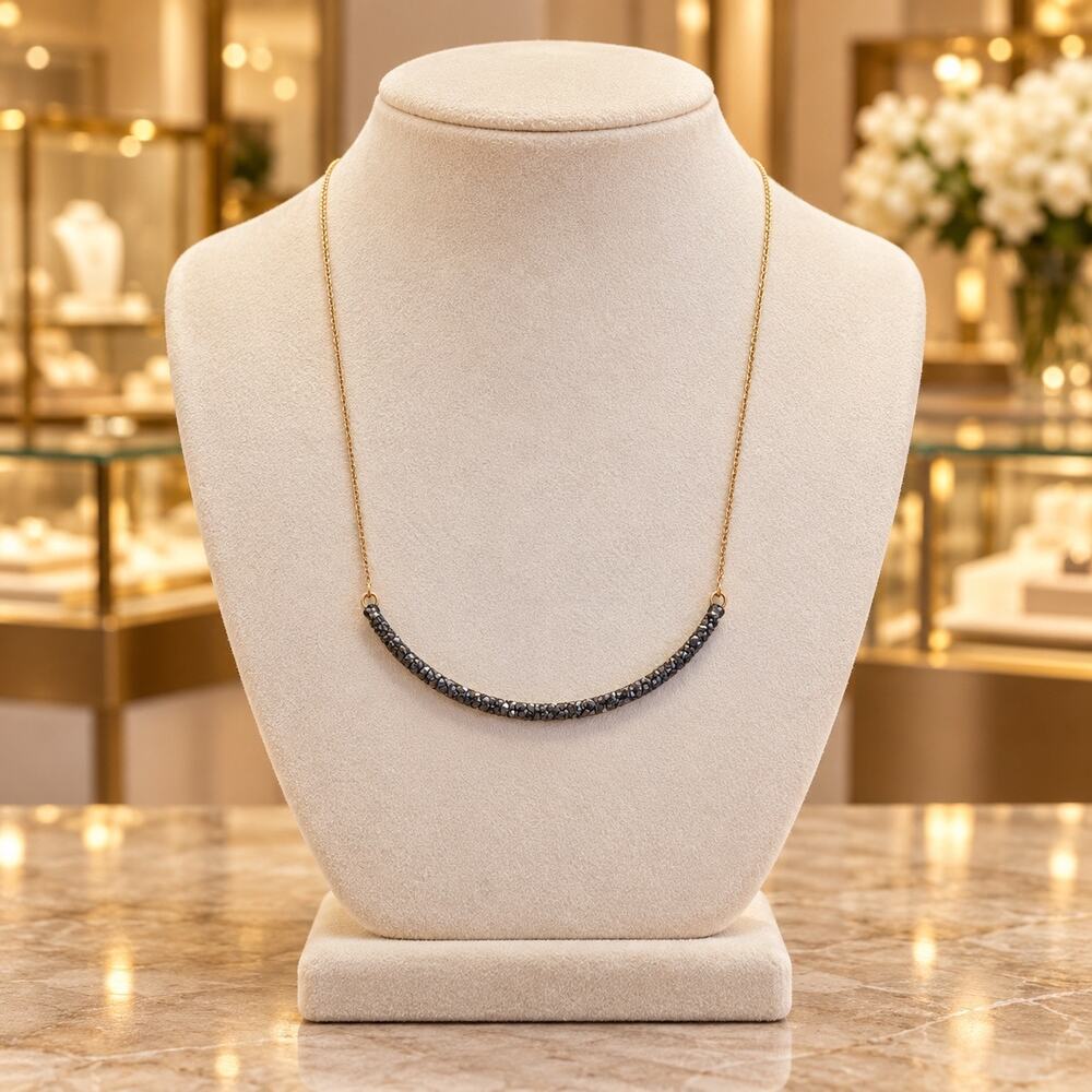 Panacea Prom Homecoming New Years Eve Party Gift Hematite Curved Bar Necklace
